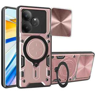 For Realme GT 6T CD Texture Sliding Camshield Magnetic Holder Phone Case(Pink)