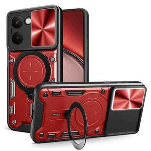 For Realme P3 Ultra 5G India CD Texture Sliding Camshield Magnetic Holder Phone Case(Red)
