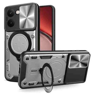For Realme P3 Ultra 5G India CD Texture Sliding Camshield Magnetic Holder Phone Case(Silver)