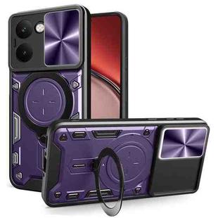 For Realme P3 Ultra 5G India CD Texture Sliding Camshield Magnetic Holder Phone Case(Purple)