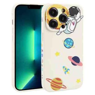 For iPhone 13 Pro Max Hug Moon Astronaut Pattern TPU Phone Case(White)