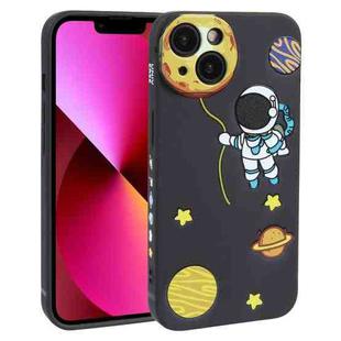 For iPhone 13 Hug Moon Astronaut Pattern TPU Phone Case(Black)