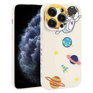 For iPhone 11 Pro Max Hug Moon Astronaut Pattern TPU Phone Case(White)