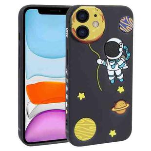 For iPhone 11 Hug Moon Astronaut Pattern TPU Phone Case(Black)