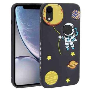 For iPhone XR Hug Moon Astronaut Pattern TPU Phone Case(Black)