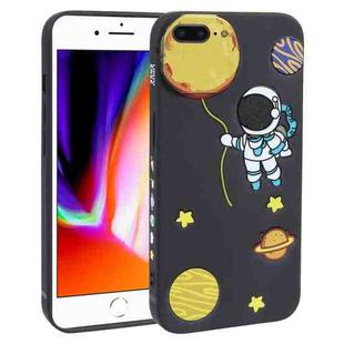 For iPhone 8 Plus / 7 Plus Hug Moon Astronaut Pattern TPU Phone Case(Black)
