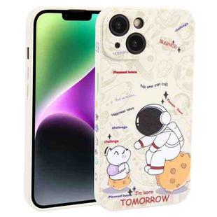 For iPhone 14 Plus Astronaut Pattern Frosted TPU Phone Case(White)