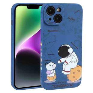 For iPhone 14 Plus Astronaut Pattern Frosted TPU Phone Case(Blue)