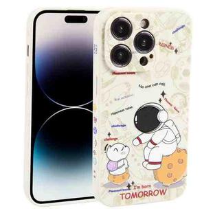 For iPhone 14 Pro Max Astronaut Pattern Frosted TPU Phone Case(White)