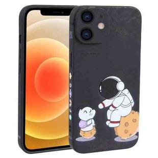 For iPhone 12 Astronaut Pattern Frosted TPU Phone Case(Black)
