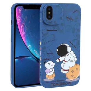 For iPhone XS / X Astronaut Pattern Frosted TPU Phone Case(Blue)