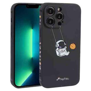 For iPhone 13 Pro Max Astronaut Swinging Pattern TPU Phone Case(Black)