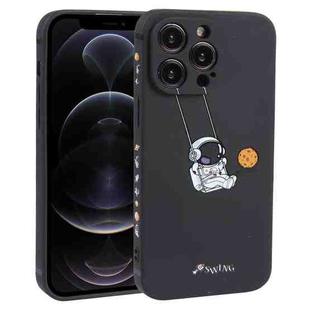 For iPhone 12 Pro Astronaut Swinging Pattern TPU Phone Case(Black)