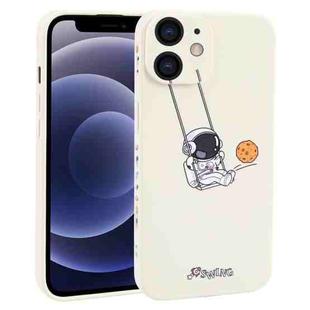 For iPhone 12 mini Astronaut Swinging Pattern TPU Phone Case(White)
