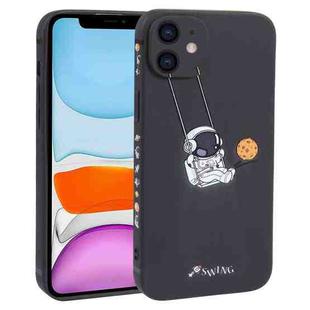 For iPhone 11 Astronaut Swinging Pattern TPU Phone Case(Black)