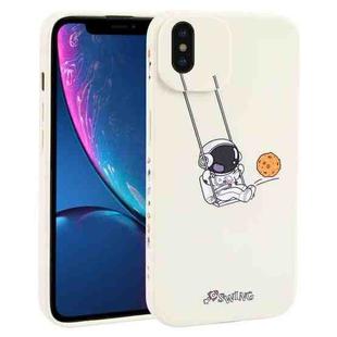 For iPhone XS / X Astronaut Swinging Pattern TPU Phone Case(White)