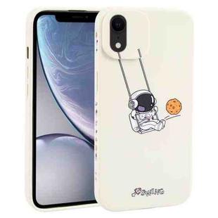 For iPhone XR Astronaut Swinging Pattern TPU Phone Case(White)