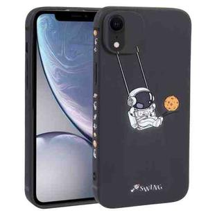For iPhone XR Astronaut Swinging Pattern TPU Phone Case(Black)