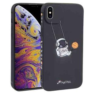 For iPhone XS Max Astronaut Swinging Pattern TPU Phone Case(Black)