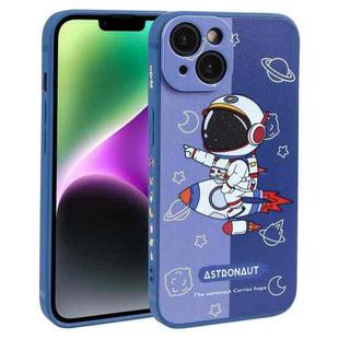 For iPhone 14 Plus Color Contrast Astronaut Pattern TPU Phone Case(Blue)