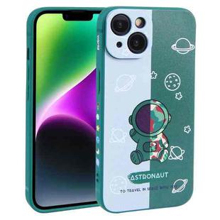 For iPhone 14 Plus Color Contrast Astronaut Pattern TPU Phone Case(Green)