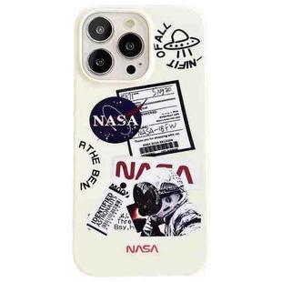 For iPhone 14 Pro Astronaut Pattern Glossy PC Phone Case(White)