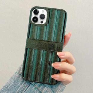 For iPhone 14 Pro Glitter Powder Door Frame TPU Phone Case(Dark Green)