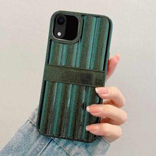 For iPhone XR Glitter Powder Door Frame TPU Phone Case(Dark Green)