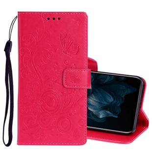 For Huawei Y7P / P40 lite E Pressed Printing Butterfly Pattern Horizontal Flip Leather Case with Holder & Card Slots(Red)