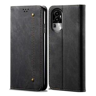 For OPPO Reno10 Pro Denim Texture Flip Leather Phone Case(Black)