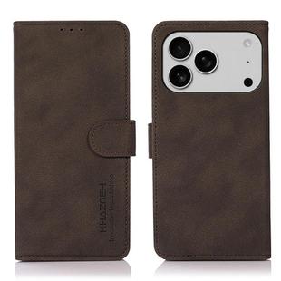 For iPhone 17 Pro Max KHAZNEH Matte Texture Leather Phone Case(Brown)