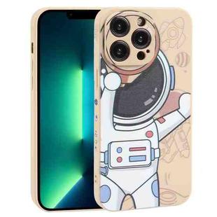 For iPhone 13 Pro Max Spaceman Binoculars Phone Case(Beige)