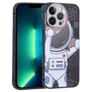 For iPhone 13 Pro Max Spaceman Binoculars Phone Case(Black and Beige)