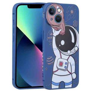 For iPhone 13 mini Spaceman Binoculars Phone Case(Blue and Brown)
