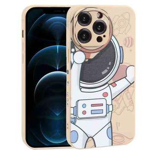 For iPhone 12 Pro Max Spaceman Binoculars Phone Case(Beige)
