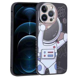 For iPhone 12 Pro Max Spaceman Binoculars Phone Case(Black and Beige)