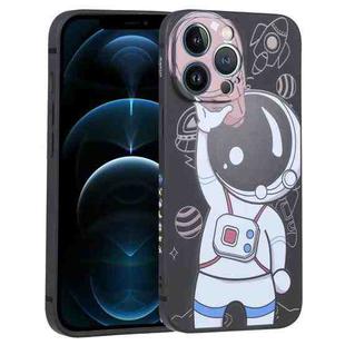 For iPhone 12 Pro Max Spaceman Binoculars Phone Case(Black and Brown)