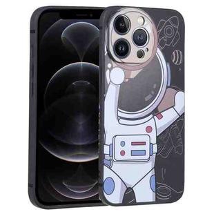 For iPhone 12 Pro Spaceman Binoculars Phone Case(Black and Beige)