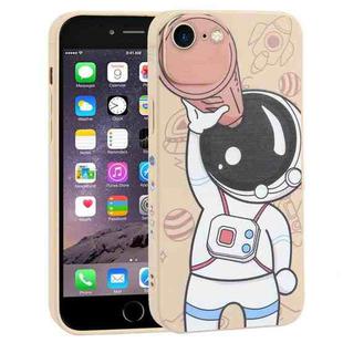 For iPhone SE 2022 / SE 2020 / 8 / 7 Spaceman Binoculars Phone Case(Beige and Pink)