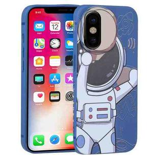 For iPhone XS / X Spaceman Binoculars Phone Case(Blue and Beige)