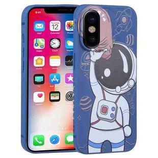 For iPhone XS / X Spaceman Binoculars Phone Case(Blue and Brown)