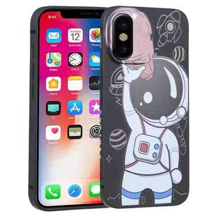 For iPhone XS / X Spaceman Binoculars Phone Case(Black and Brown)
