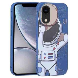 For iPhone XR Spaceman Binoculars Phone Case(Blue and Beige)