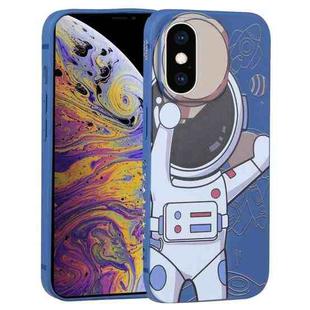 For iPhone XS Max Spaceman Binoculars Phone Case(Blue and Beige)