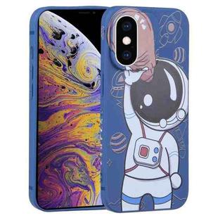 For iPhone XS Max Spaceman Binoculars Phone Case(Blue and Brown)