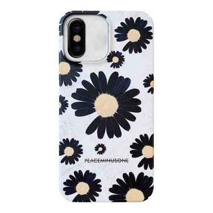 For iPhone XS / X Frosted Daisy Film Phone Case(Black Flower)
