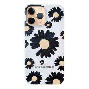 For iPhone 11 Pro Max Frosted Daisy Film Phone Case(Black Flower)