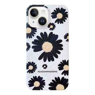 For iPhone 14 Plus Frosted Daisy Film Phone Case(Black Flower)