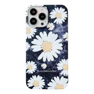 For iPhone 14 Pro Max Frosted Daisy Film Phone Case(White Flower)