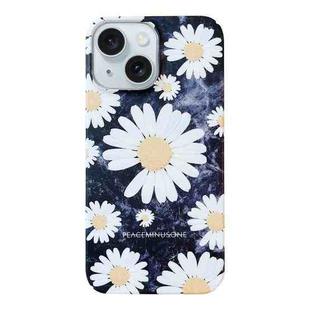 For iPhone 15 Plus Frosted Daisy Film Phone Case(White Flower)